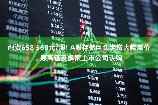 配资658 560元/股! A股存储巨头定增大幅溢价, 原高管及多家上市公司认购